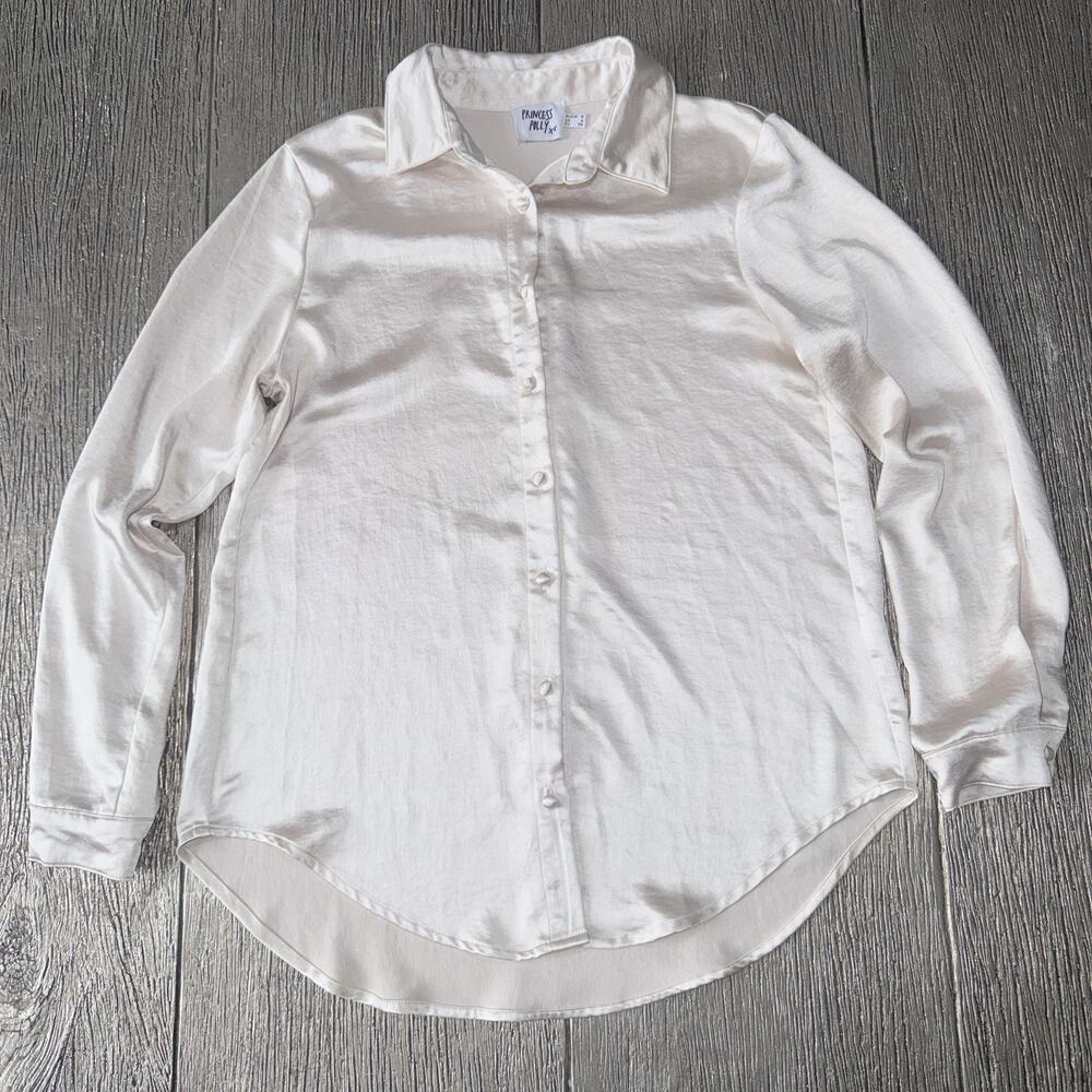 PRINCESS POLLY Vintage Vibes Shirt Champagne Size 4 - Picture 5 of 10